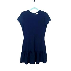 Misha collection cap sleeve ruffle bottom navy dress size 8